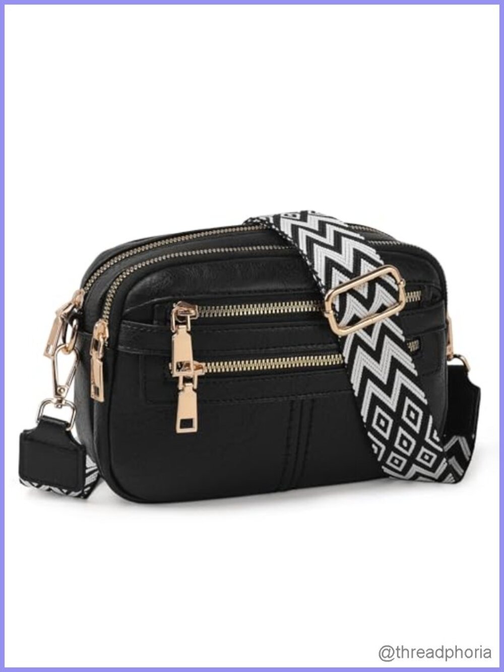 Vegan PU Leather 6-Pocket Crossbody Bag with Adjustable Strap for Women